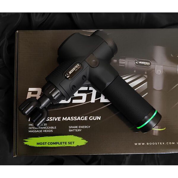 Ударний масажер Boostex Pro Max 3 30 режимів, 20 насадок 2 акумулятори 2500 мАг і зручний кейс